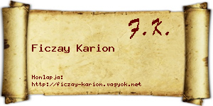 Ficzay Karion névjegykártya